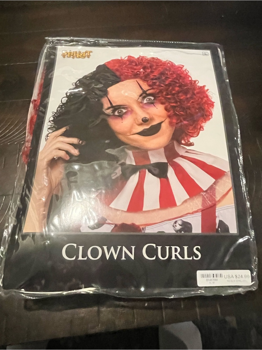 Spirit Clown Curls Wig in Red and Black - adult Wig Costume